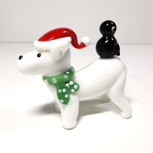 PIER 1 | Collectible Glass Santa Dog + Penguin Figurine (NEW)